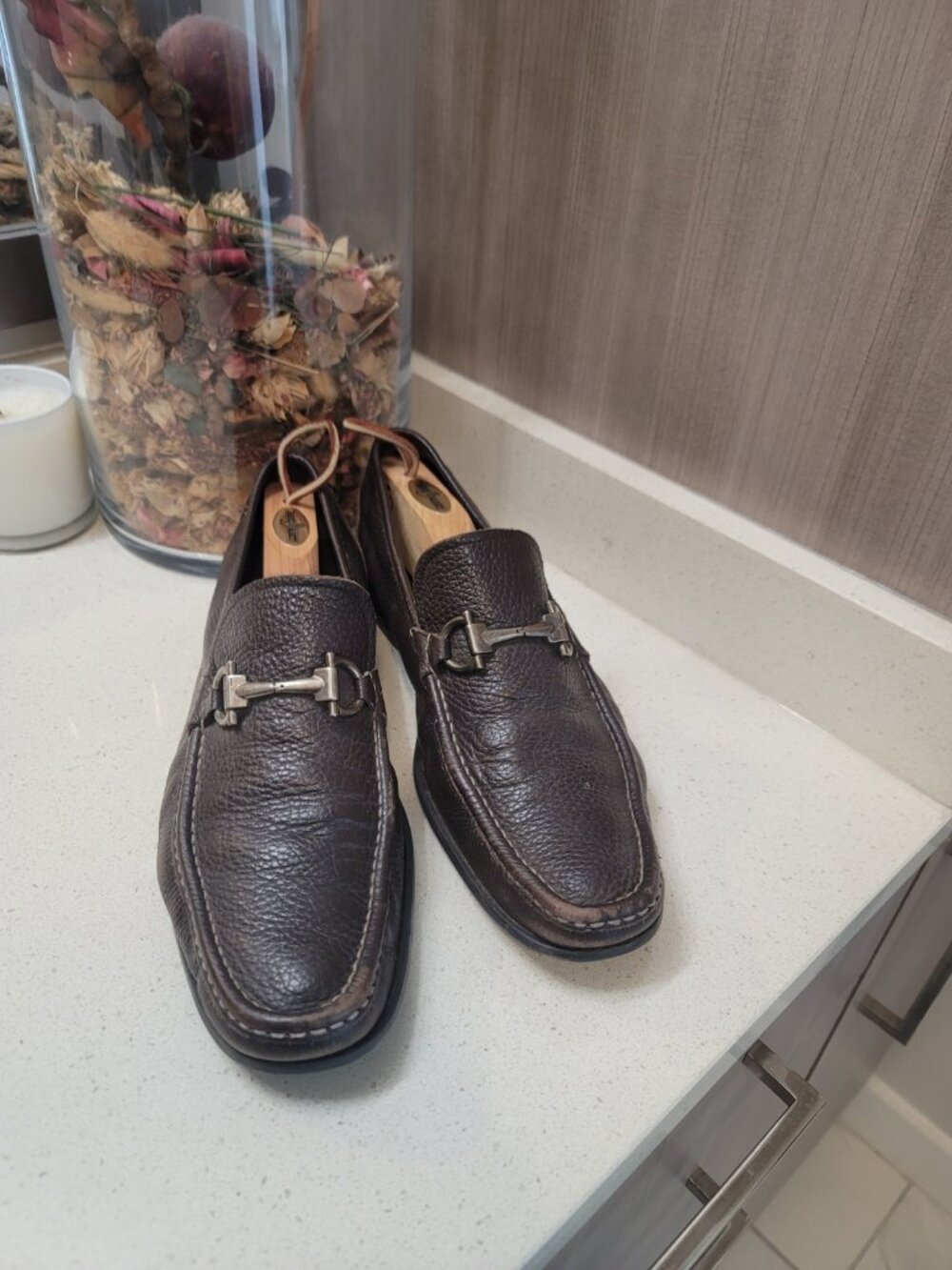 Salvatore Ferragamo Grandioso Bit Brown Leather Loafer Shoes US 11 D